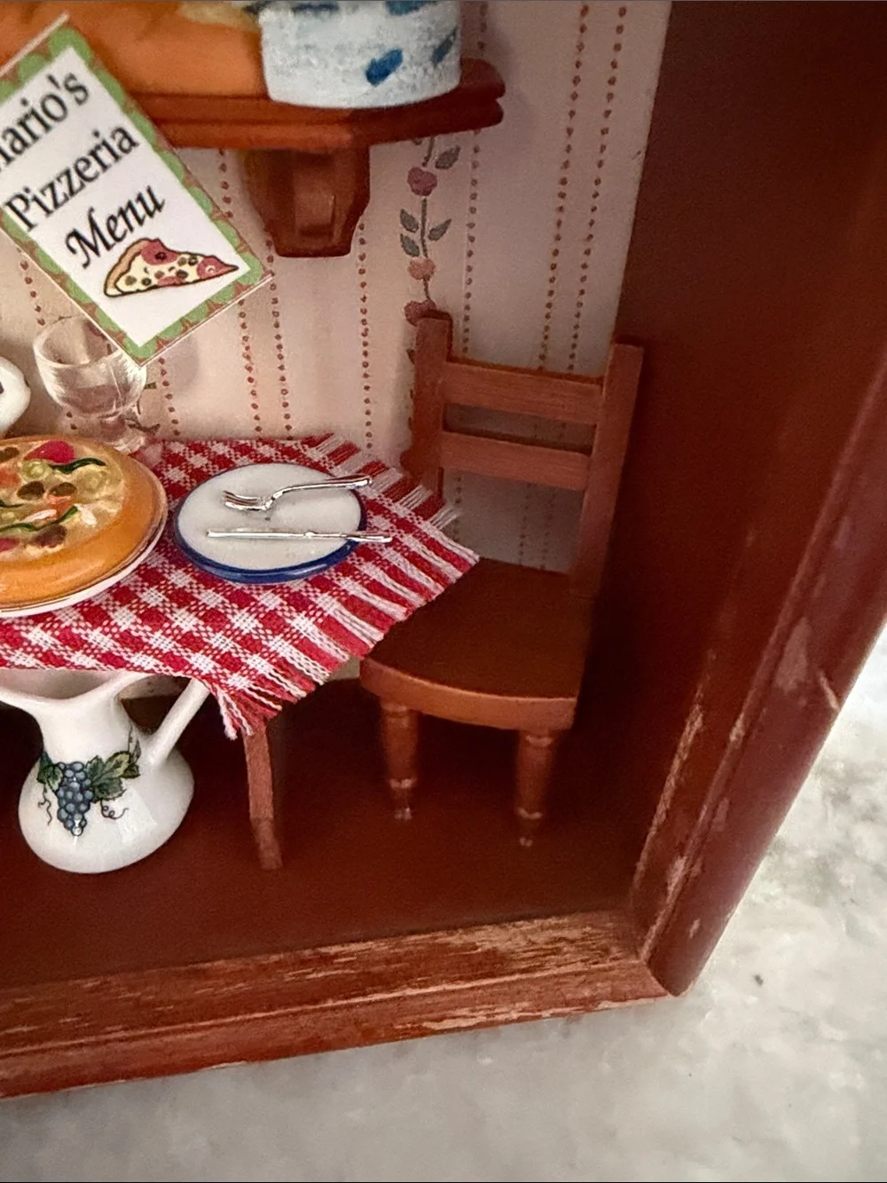 Vintage Miniature Italian Restaurant Shadow Box – Handcrafted Wall Art